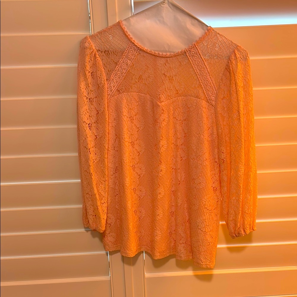 Elegant Lace Women's Top in light pink. Sheer at the top, never worn